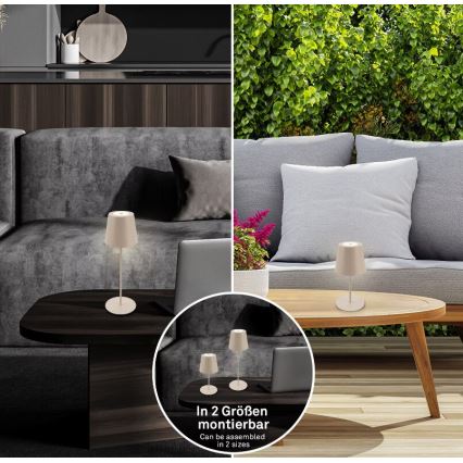 Briloner 7508011 - Lampe de table d'extérieur rechargeable LED dimmable 2 en 1 LED/2,5W/5V IP44 1200 mAh beige