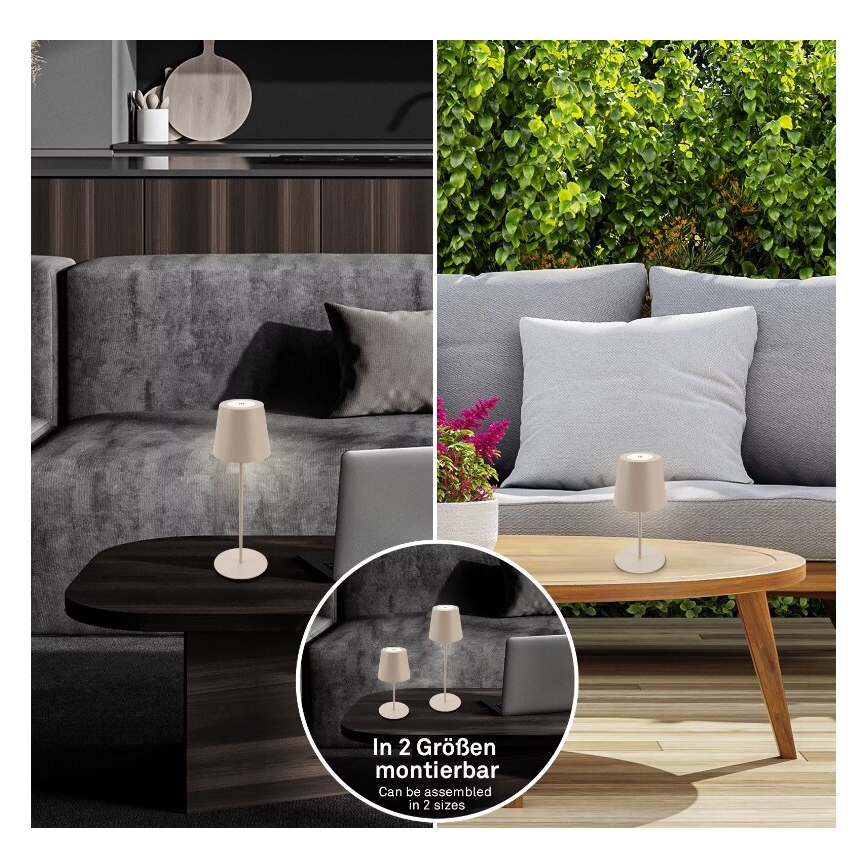 Briloner 7508011 - Lampe de table d'extérieur rechargeable LED dimmable 2 en 1 LED/2,5W/5V IP44 1200 mAh beige