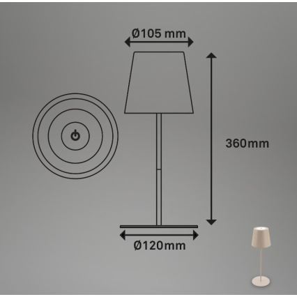 Briloner 7508011 - Lampe de table d'extérieur rechargeable LED dimmable 2 en 1 LED/2,5W/5V IP44 1200 mAh beige