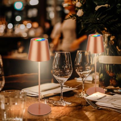 Briloner 7510013 - Lampe de table d'extérieur rechargeable et dimmable LED RGBW CALIDA LED/2,5W/5V IP44 1200 mAh bronze