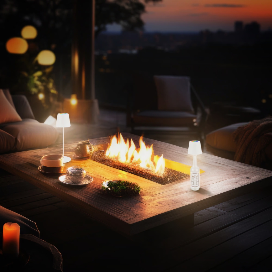 Briloner 7510016 - Lampe de table extérieure rechargeable LED RGBW dimmable CALIDA LED/2,5W/5V IP44 1200 mAh blanche