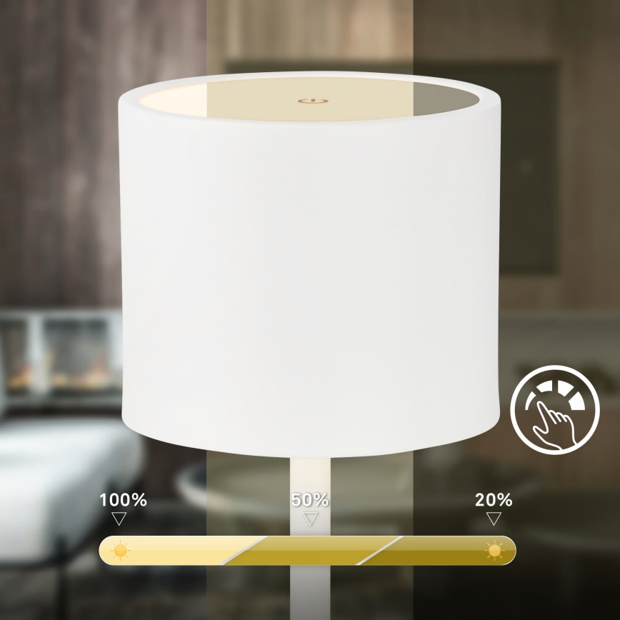 Briloner 7521016 - Lampe de table d'extérieur LED rechargeable et dimmable SIGO LED/2,5 W/5 V IP44 2600 mAh blanche