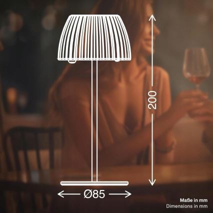 Briloner 7552-011 - Lampe de table d'extérieur tactile rechargeable MINI LED à intensité réglable, 1,5W/5V, IP44, 1800 mAh, beige