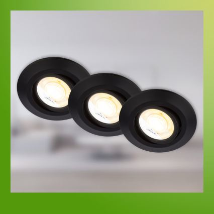 Briloner 7586035 - Lot de 3 spots encastrés LED pour salle de bains KLIRA LED/4,9W/230V 2500/3000/4000K IP23 noir