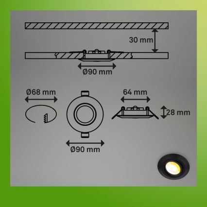 Briloner 7586035 - Lot de 3 spots encastrés LED pour salle de bains KLIRA LED/4,9W/230V 2500/3000/4000K IP23 noir