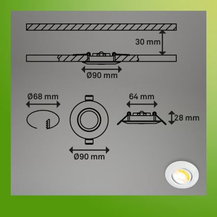 Briloner 7586036 - Lot de 3 spots LED encastrés pour salle de bains KLIRA 1xLED/4,9W/230V 2500/3000/4000K IP23 blanc