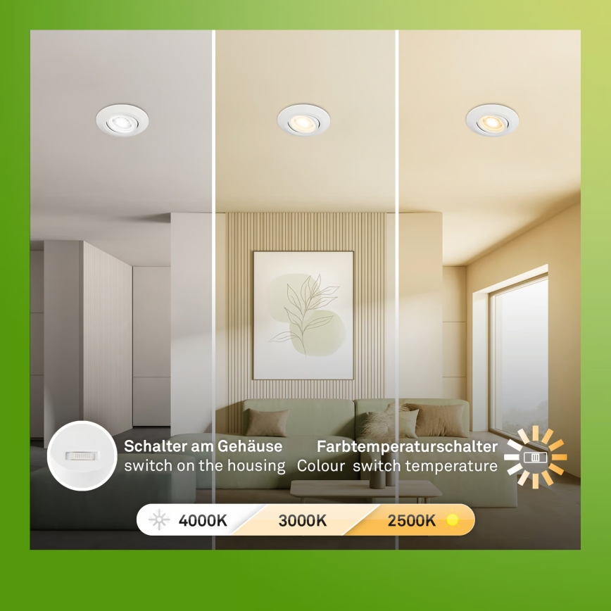 Briloner 7586036 - LOT DE 3 luminaires encastrés LED pour salle de bains KLIRA LED/4,9W/230V 2500/3000/4000K IP23 blanc