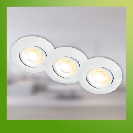 Briloner 7586036 - Lot de 3 plafonniers encastrés LED pour salle de bains KLIRA LED/4,9W/230V 2500/3000/4000K IP23 blanc