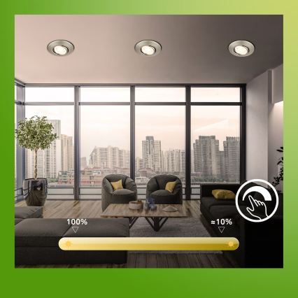 Briloner 7587032 - Lot de 3 spots LED encastrés dimmables pour salle de bains KLIRA LED/4,9W/230V 2500/3000/4000K IP23 chrome mat