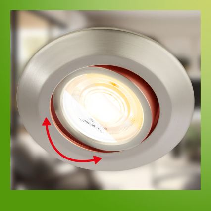 Briloner 7587032 - Lot de 3 spots LED encastrés dimmables pour salle de bains KLIRA LED/4,9W/230V 2500/3000/4000K IP23 chrome mat