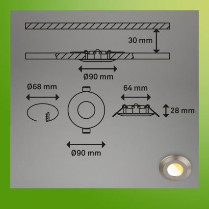 Briloner 7588032 - LOT DE 3 spots encastrés LED pour salle de bains KLIRA LED/4,9W/230V 2500/3000/4000K IP44 chrome mat