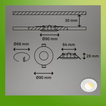 Briloner 7588036 - Lot de 3 plafonniers encastrés LED KLIRA LED/4,9W/230V 2500/3000/4000K IP44 blanc