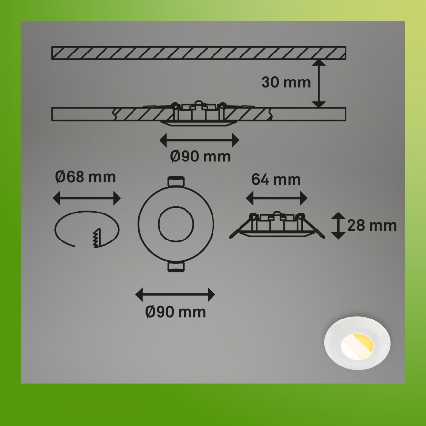 Briloner 7589036 - Lot de 3 spots encastrés LED dimmables pour salle de bains KLIRA LED/4,9W/230V 2500/3000/4000K IP44 blanc