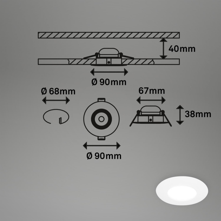 Briloner 7598036 - LOT 3x Spot encastrable de salle de bain LED/4,9W/230V IP44 2700/4000/6500K blanc
