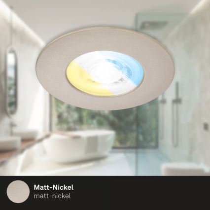 Briloner 7605032 - Ensemble de 3 spots LED encastrés pour salle de bains 3xLED/4,9W/230V 2700/4000/6500K IP44 chrome mat