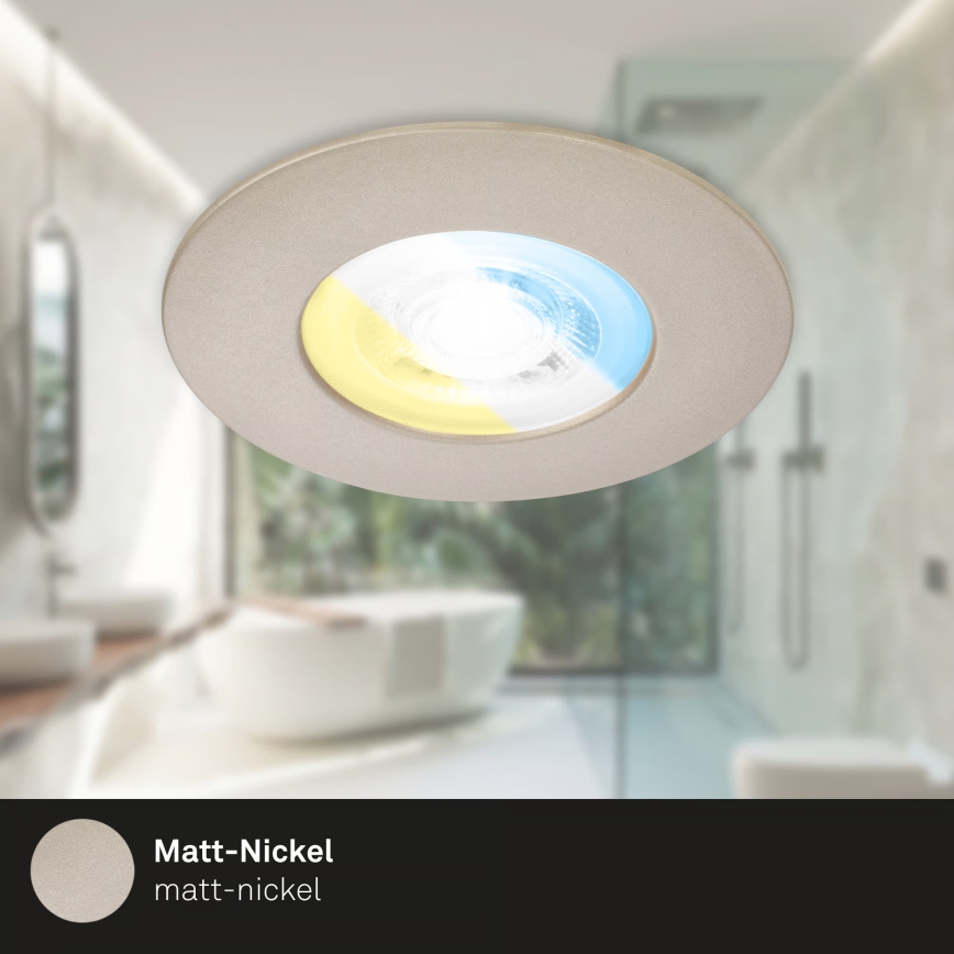 Briloner 7605032 - Ensemble de 3 spots LED encastrés pour salle de bains 3xLED/4,9W/230V 2700/4000/6500K IP44 chrome mat