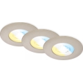Briloner 7605032 - Ensemble de 3 spots LED encastrés pour salle de bains 3xLED/4,9W/230V 2700/4000/6500K IP44 chrome mat