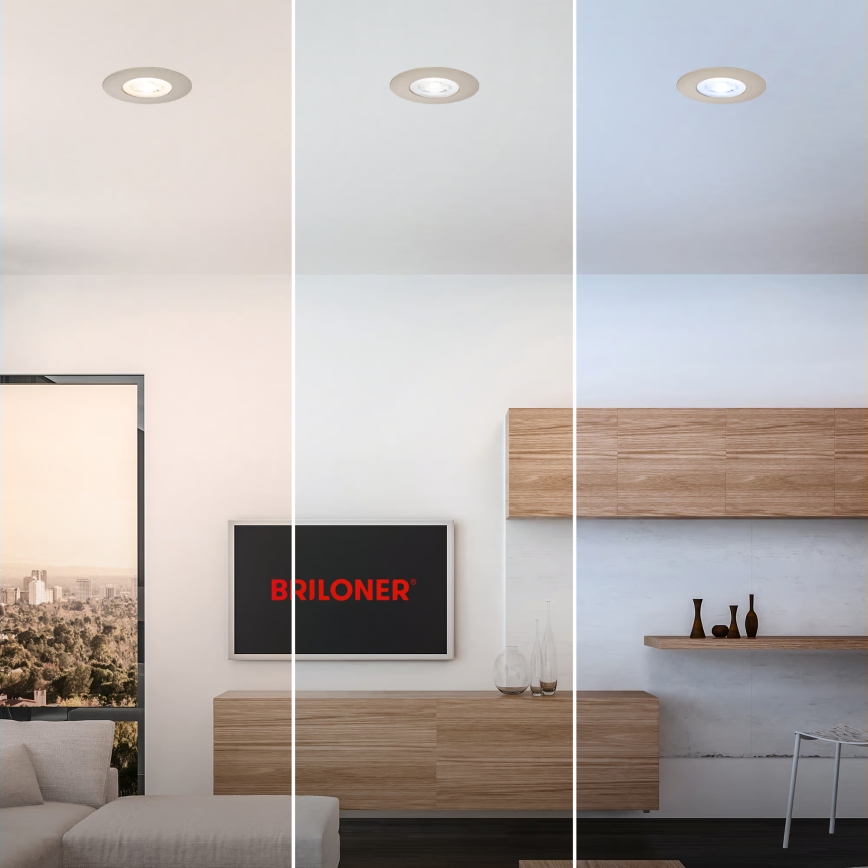 Briloner 7605032 - Lot de 3 spots encastrés LED pour salle de bains 3xLED/4,9W/230V IP44 chrome mat