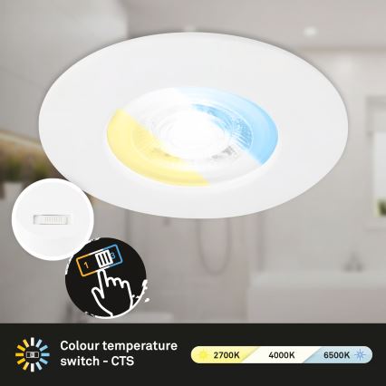 Briloner 7605036 - Lot de 3 spots LED encastrés pour salle de bains 3xLED/4,9W/230V 2700/4000/6500K IP44 blanc