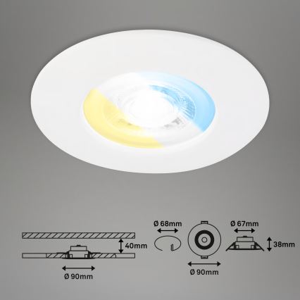 Briloner 7605036 - Lot de 3 spots LED encastrés pour salle de bains 3xLED/4,9W/230V 2700/4000/6500K IP44 blanc