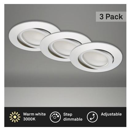 Briloner 8309-039 - LOT 3x Spot encastrable de salle de bain à intensité variable LED/5W/230V IP23