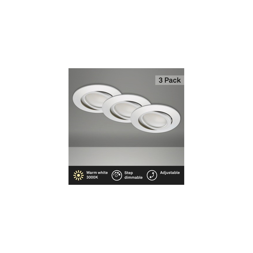 Briloner 8309-039 - LOT 3x Spot encastrable de salle de bain à intensité variable LED/5W/230V IP23