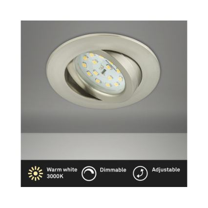 Briloner 8317-012 - Plafonnier encastré dimmable pour salle de bains LED/5,5W/230V IP23 chrome mat