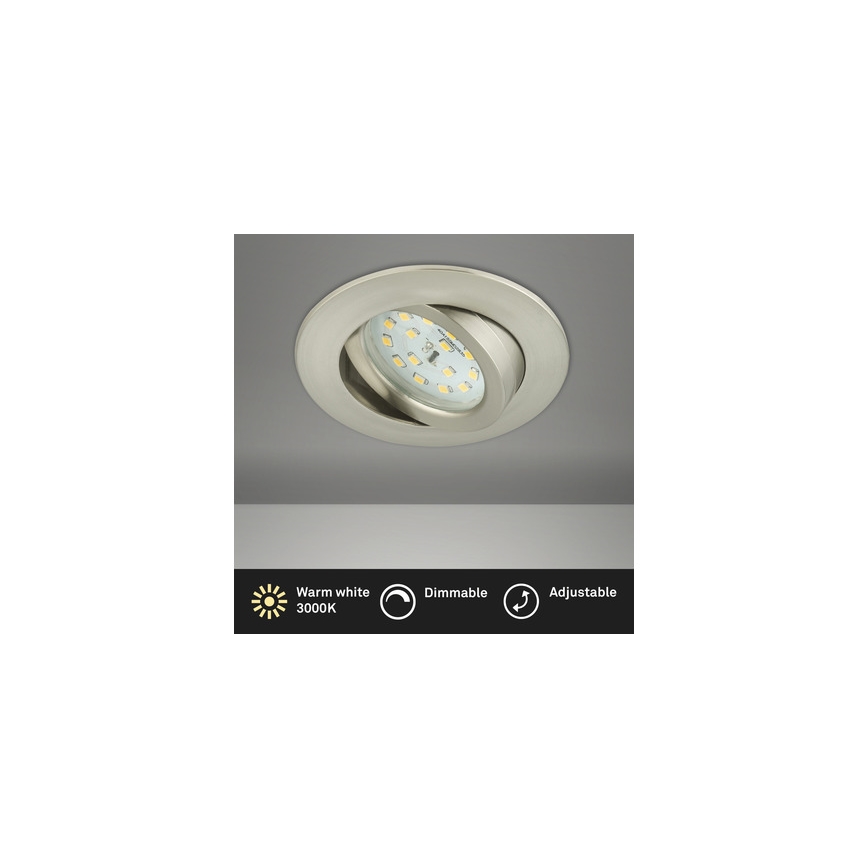 Briloner 8317-012 - Plafonnier encastré dimmable pour salle de bains LED/5,5W/230V IP23 chrome mat