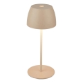 Briloner - Lampe de table d'extérieur MINI LED tactile et dimmable, rechargeable 2,5W/5V, IP44, 1800 mAh, beige