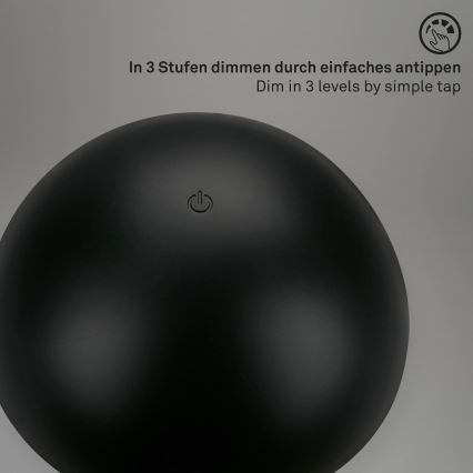 Briloner - Lampe de table d'extérieur tactile dimmable à LED, rechargeable LED/2,6W/5V 3000K IP44 2000 mAh noire
