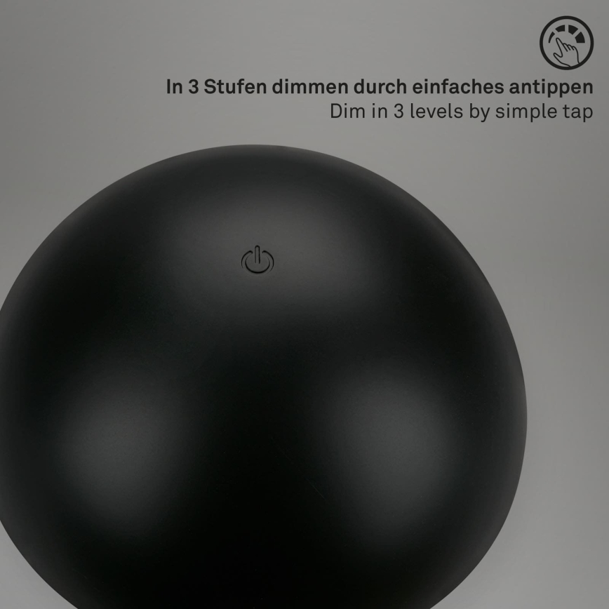 Briloner - Lampe de table d'extérieur tactile dimmable à LED, rechargeable LED/2,6W/5V 3000K IP44 2000 mAh noire