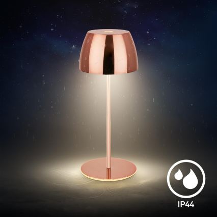 Briloner - Lampe de table d'extérieur tactile MINI, dimmable et rechargeable, LED/2,5W/5V IP44 1800 mAh, cuivrée
