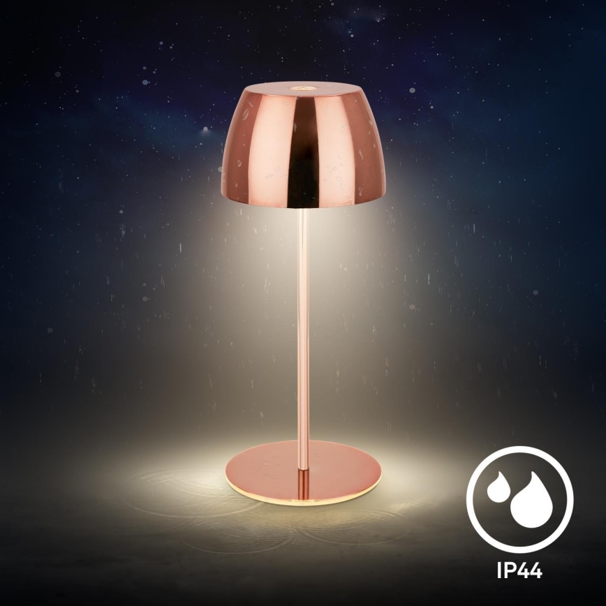 Briloner - Lampe de table d'extérieur tactile MINI, dimmable et rechargeable, LED/2,5W/5V IP44 1800 mAh, cuivrée