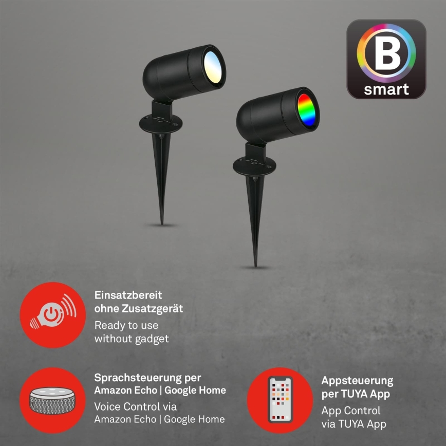 Briloner - LED RGBW luminaire d'extérieur dimmable LED/4,4W/230V 2700/4000/6500K IP44 Wi-Fi Tuya