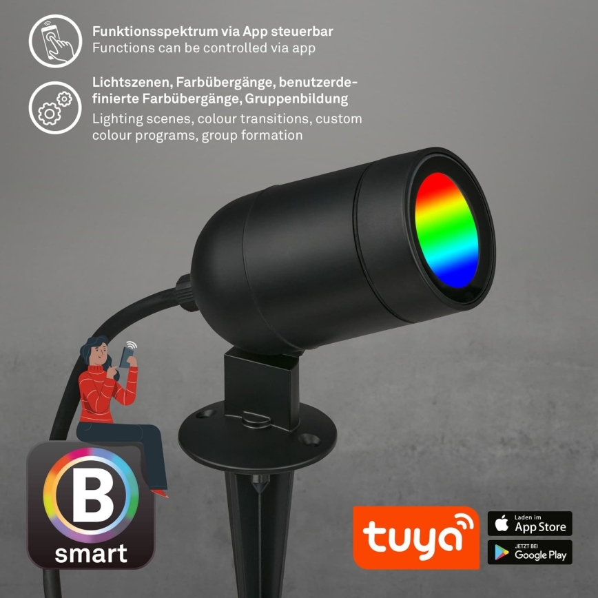 Briloner - LED RGBW luminaire d'extérieur dimmable LED/4,4W/230V 2700/4000/6500K IP44 Wi-Fi Tuya
