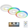 Briloner - LOT 3x LED RGBW Spot encastrable salle de bain à intensité variable LED/5W/230V 3000-6500K IP44 + télécommande
