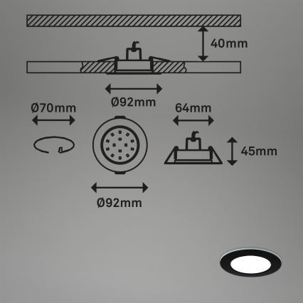 Briloner - LOT 3x Luminaire encastrable de salle de bain RGBW à intensité variable LED/4,8W/230V 3000-6500K IP65 + télécommande