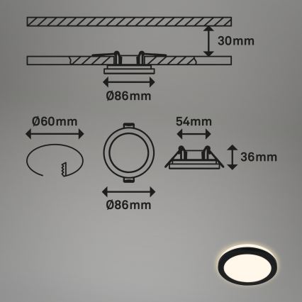 Briloner - LOT 3x Spot encastrable de salle de bain LED LED/3W/230V IP44