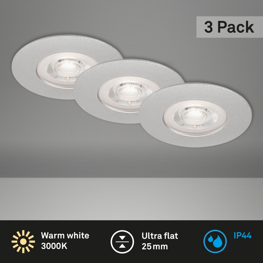 Briloner- LOT 3x Spot encastrable de salle de bain LED LED/4,9W/230V IP44 argent