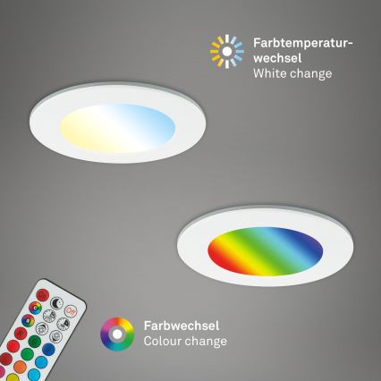 Briloner - LOT x3 Spot de salle de bain RGBW encastrable à intensité variable LED/4,8W/230V 3000-6500K IP65 + télécommande
