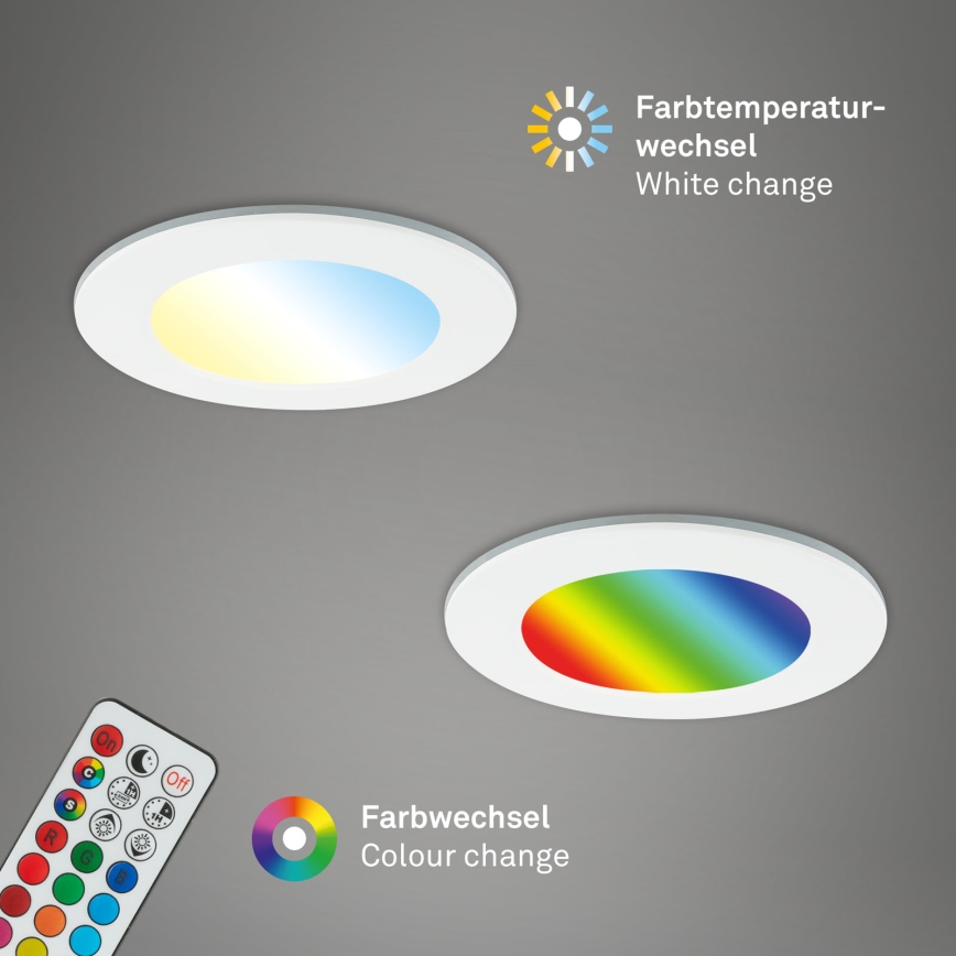 Briloner - LOT x3 Spot de salle de bain RGBW encastrable à intensité variable LED/4,8W/230V 3000-6500K IP65 + télécommande