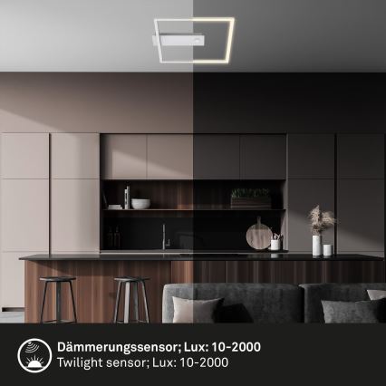 Briloner - Plafonnier LED avec détecteur de mouvement et capteur crépusculaire FRAME LED/14W/230V 3000K 30x32 cm chrome mat