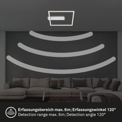 Briloner - Plafonnier LED avec détecteur de mouvement et capteur crépusculaire FRAME LED/14W/230V 3000K 30x32 cm chrome mat