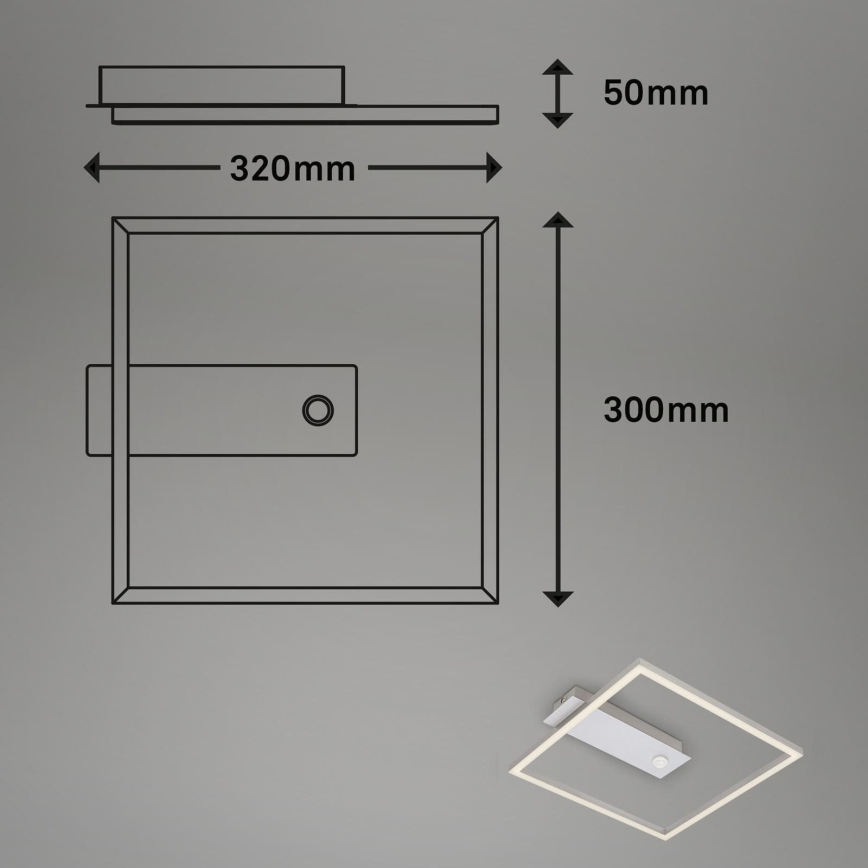 Briloner - Plafonnier LED avec détecteur de mouvement et capteur crépusculaire FRAME LED/14W/230V 3000K 30x32 cm chrome mat