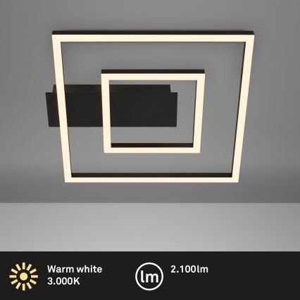 Briloner - Plafonnier LED FRAME, 22 W, 230 V, 3000 K, 30 x 32 cm, noir