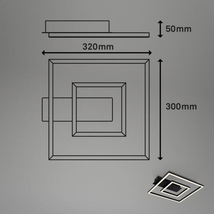 Briloner - Plafonnier LED FRAME, 22 W, 230 V, 3000 K, 30 x 32 cm, noir