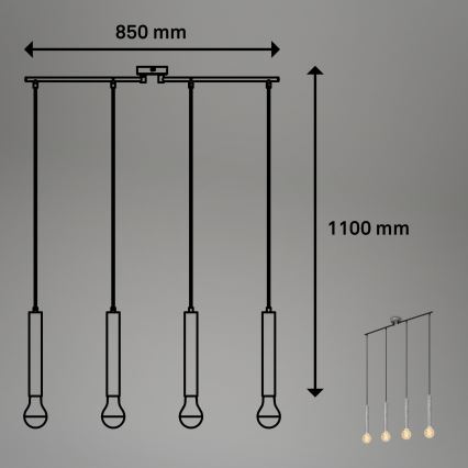 Briloner - Suspension filaire LONGA 4xE27/60W/230V argent