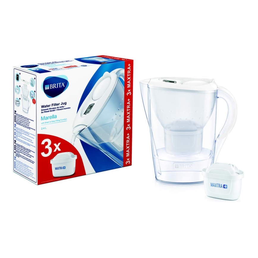 Brita Marella Filtre à eau pour carafe 2,4 L Transparent, Blanc