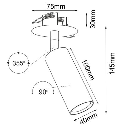 Brosline - Spot encastrable pour plafond 1xGU10/4W/230V noir