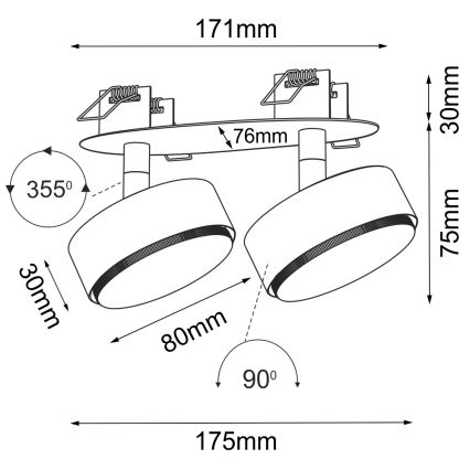 Brosline - Spot encastré pour plafond 2xGX53/9W/230V, blanc